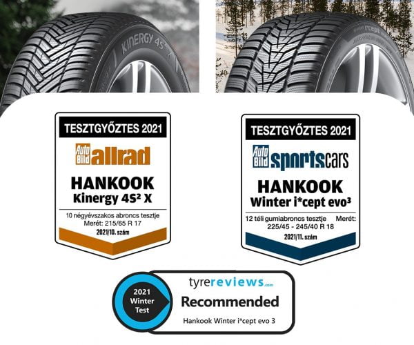 A Hankook téli és négyévszakos tesztgyőztes gumiabroncsai