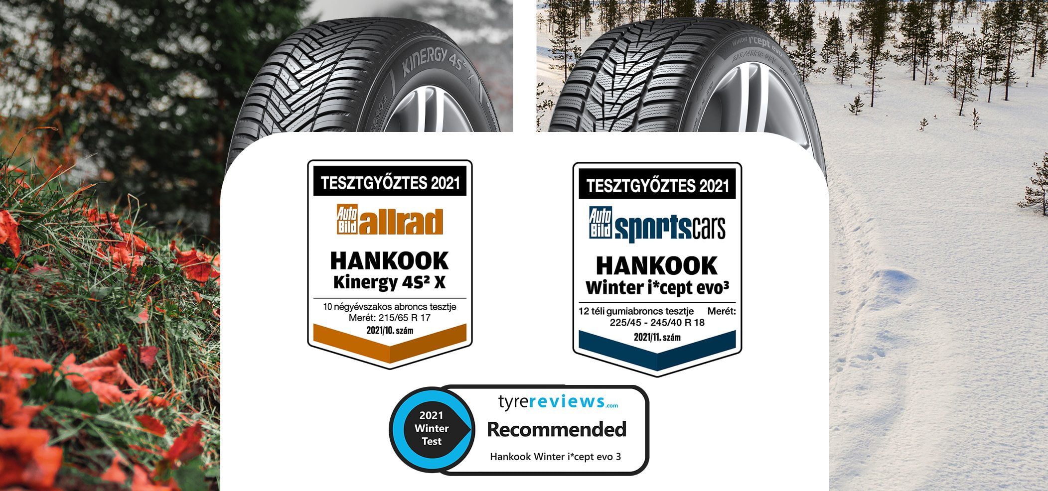 A Hankook téli és négyévszakos tesztgyőztes gumiabroncsai